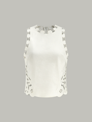 Embroidery Cut-Out Semi-Sheer Top