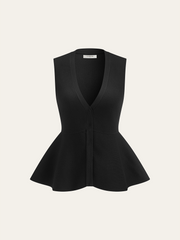 Knitted Peplum Vest Cardigan