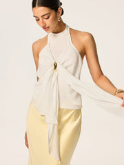 Halter-Neck Top with Draped Front