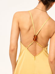 Crisscross Strap Backless Satin Maxi Dress