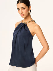 Metal Chain Neckline Halter Top