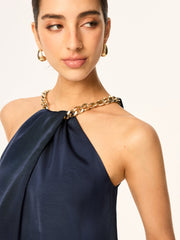 Metal Chain Neckline Halter Top