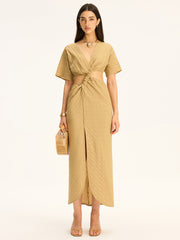 Cut-Out Twist Slit Maxi Dress