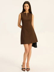 Zip-Front Neckline Mini Dress