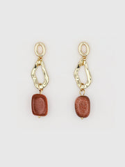 Stone-Pendant Drop Earrings