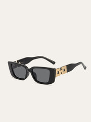 Rectangular Sunglasses with Gold Decorative Hinges