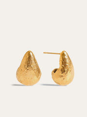 Gold-Tone Textured Teardrop Stud Earrings