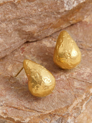 Gold-Tone Textured Teardrop Stud Earrings