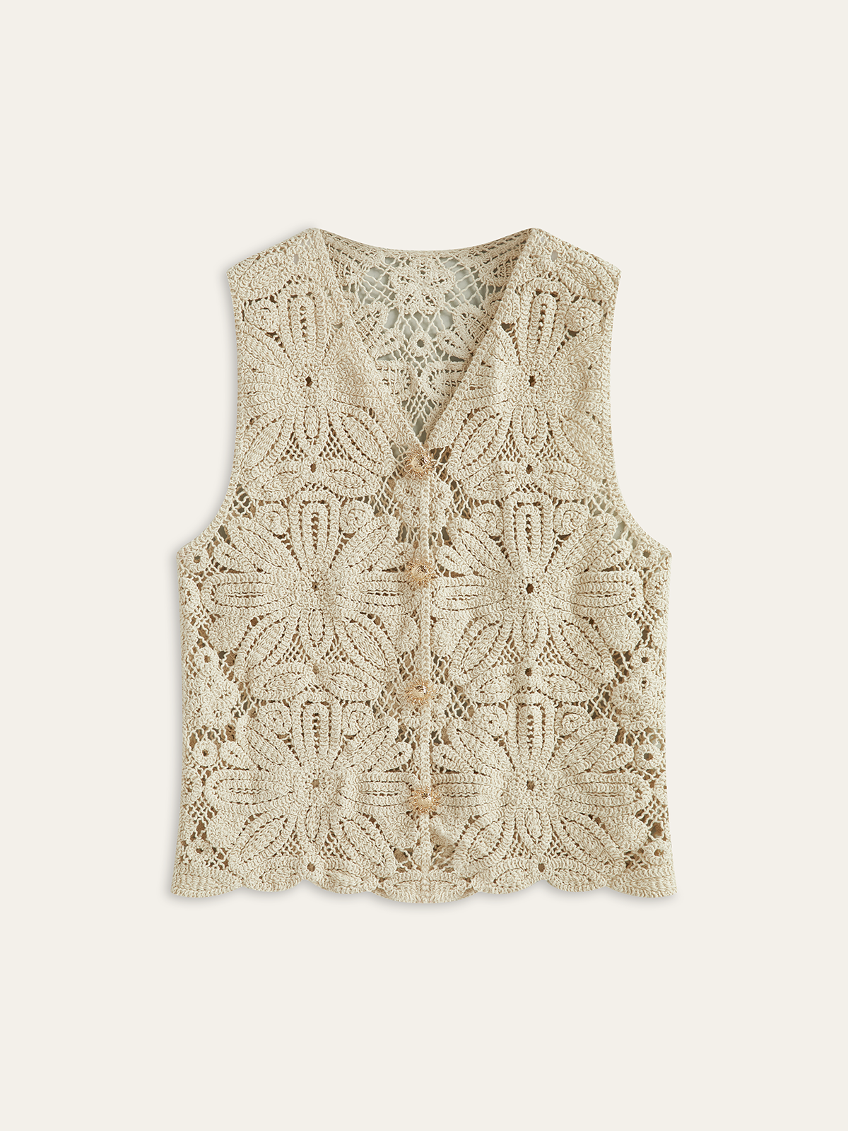 Cotton Crochet Lace Sheer Vest Top