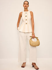 Striped Sleeveless Peplum Top