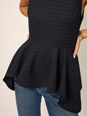 Striped Peplum Hem Sleeveless Top