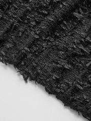 Fringed Tweed Button Sleeveless Vest