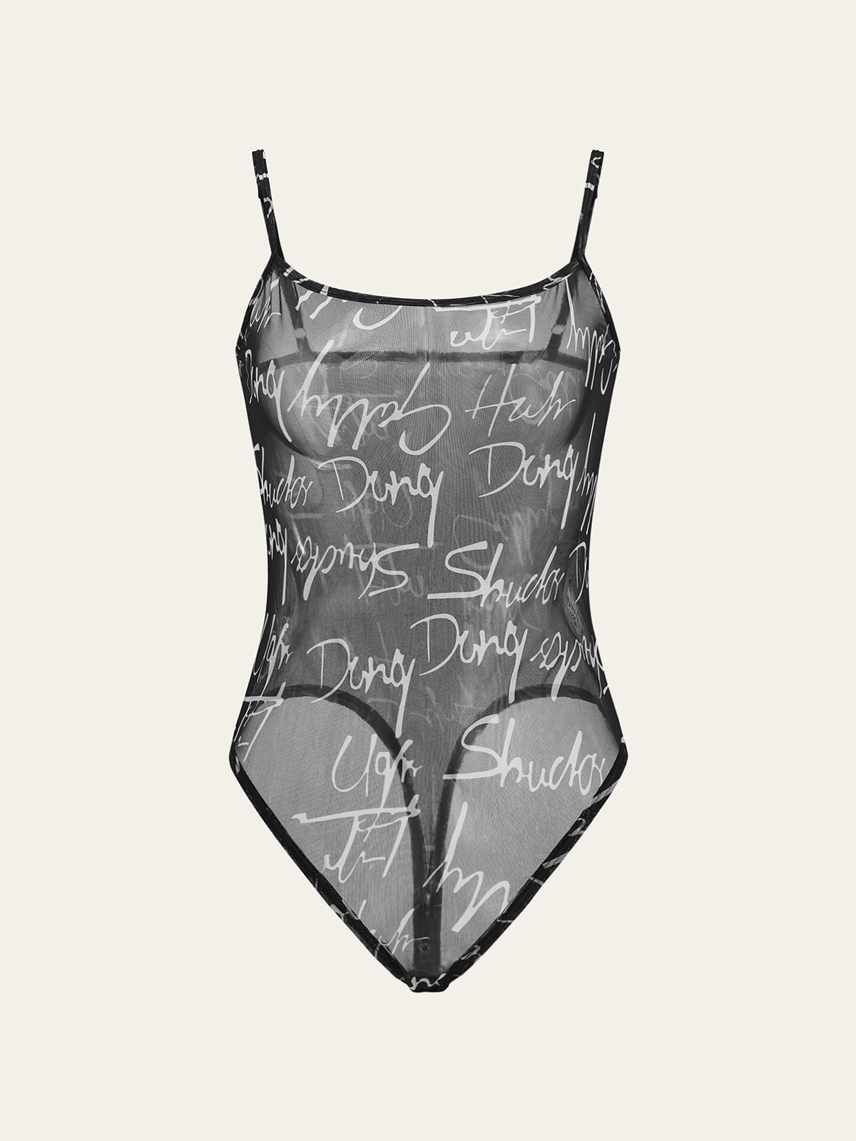 Sheer Meltaway Tank Top Scripted Bodysuit