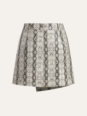 Snake Print Asymmetric PU Leather Mini Skirt