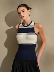 Contrast Color Striped Knit Top