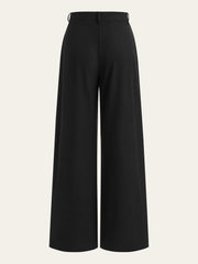 Button Detail Wide-Leg Pants
