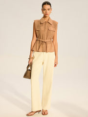 Belted Sleeveless Blouse