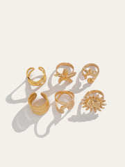 Gold-Tone Irregular Sea-Inspired Ring Set