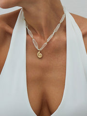 Tulle Beaded Conch Pendant Necklace