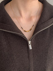 Tiger Eye Stone Beaded Necklace with Gold Chain