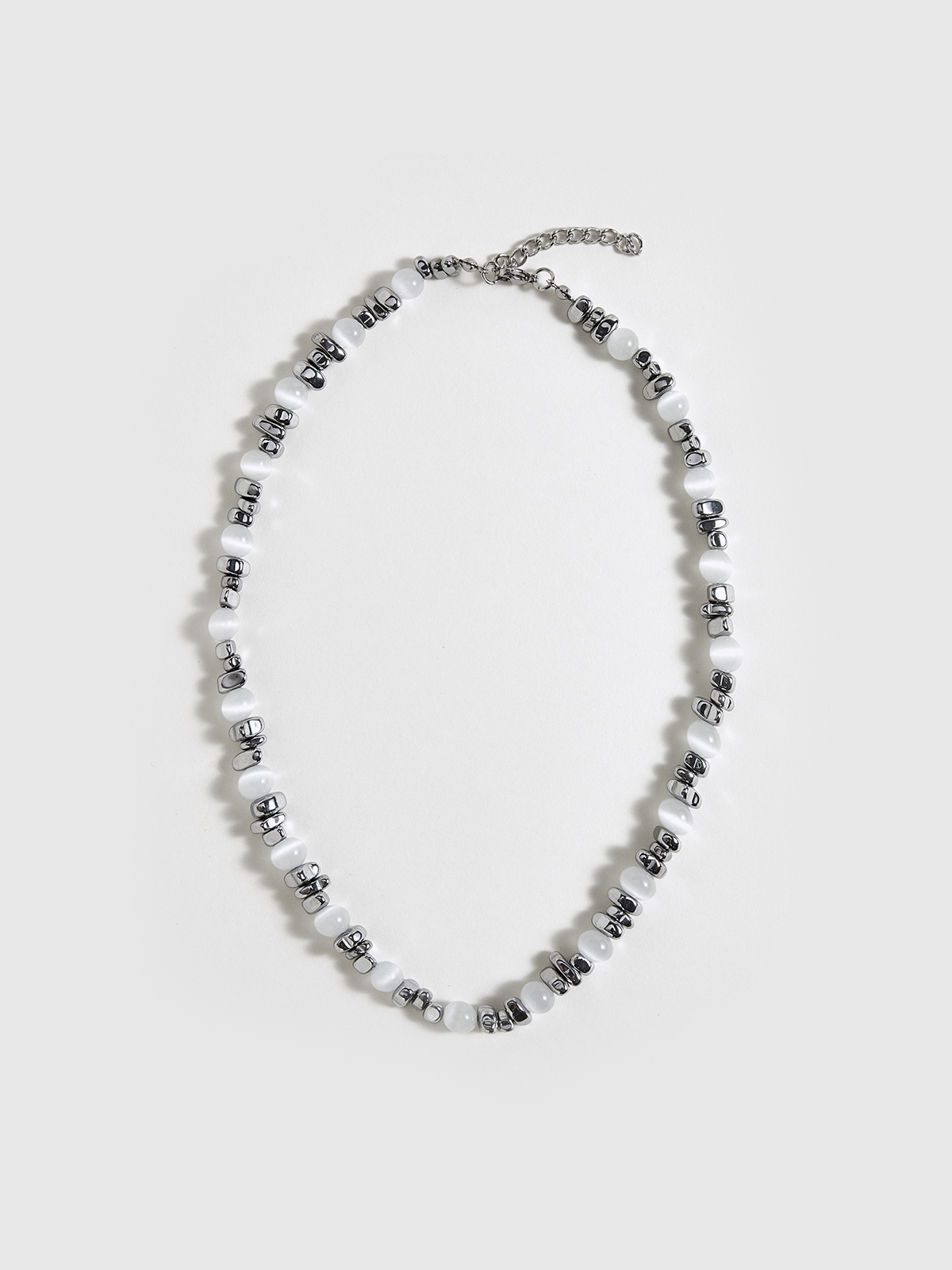 Pearl & Silver Beaded Choker Necklace