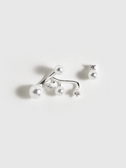Asymmetric Pearl & Rhinestone Earrings