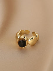 Gold Tone Ring with Brown Stone