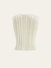 Metal Button Striped Knit Vest