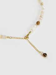 Tiger Eye and Shell Beaded Necklace