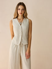 Striped Sleeveless Vest and Pants Set