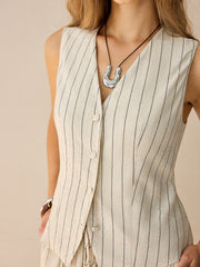 Striped Sleeveless Vest and Pants Set