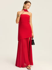 Strapless High-Slit Maxi Dress