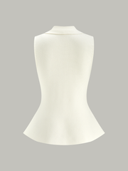 Metal Button Knit Peplum Top