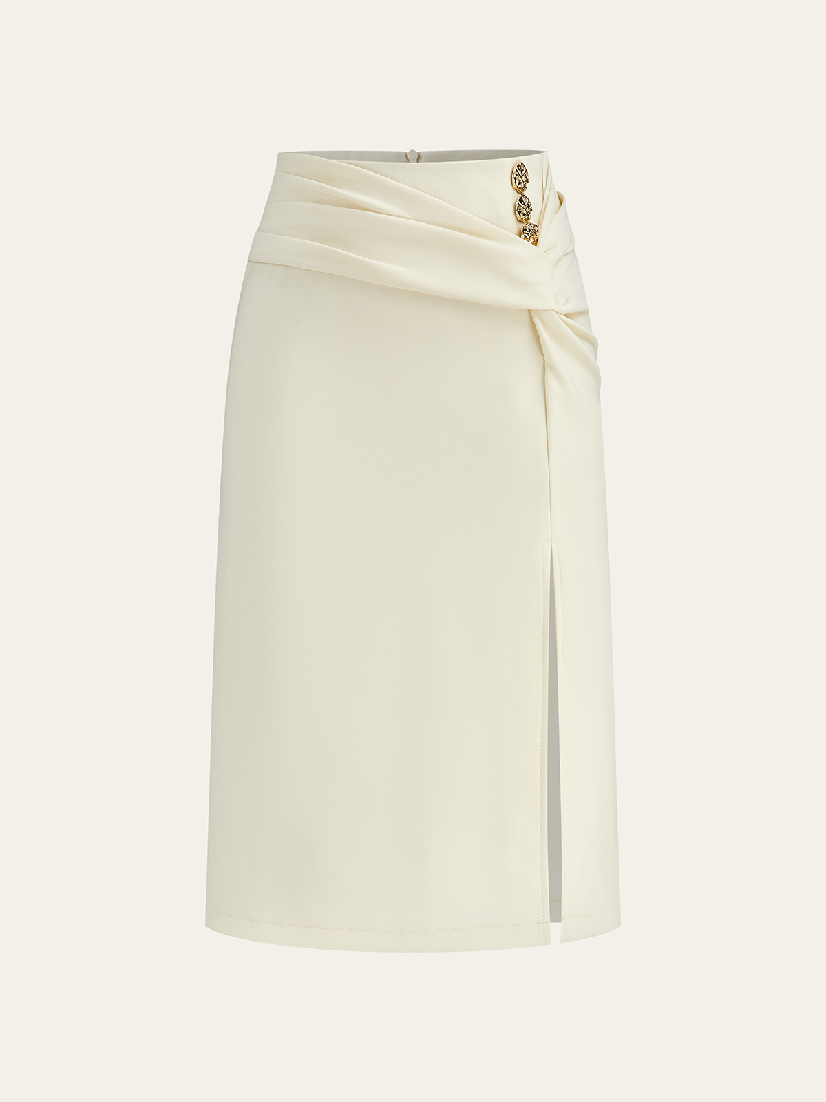 Metal Detail Slit Midi Skirt