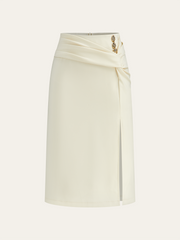 Metal Detail Slit Midi Skirt