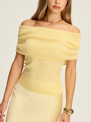 Off-Shoulder Ruched Knit Top