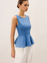 Denim Peplum Top