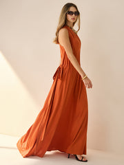 Cotton & Linen Halter Maxi Dress