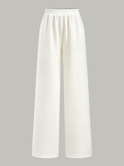 Textured Wide-Leg Pants with Elastic Waist