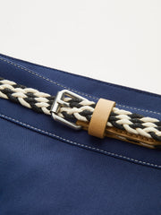 Contrast-Stitch Asymmetric Skort with Belt