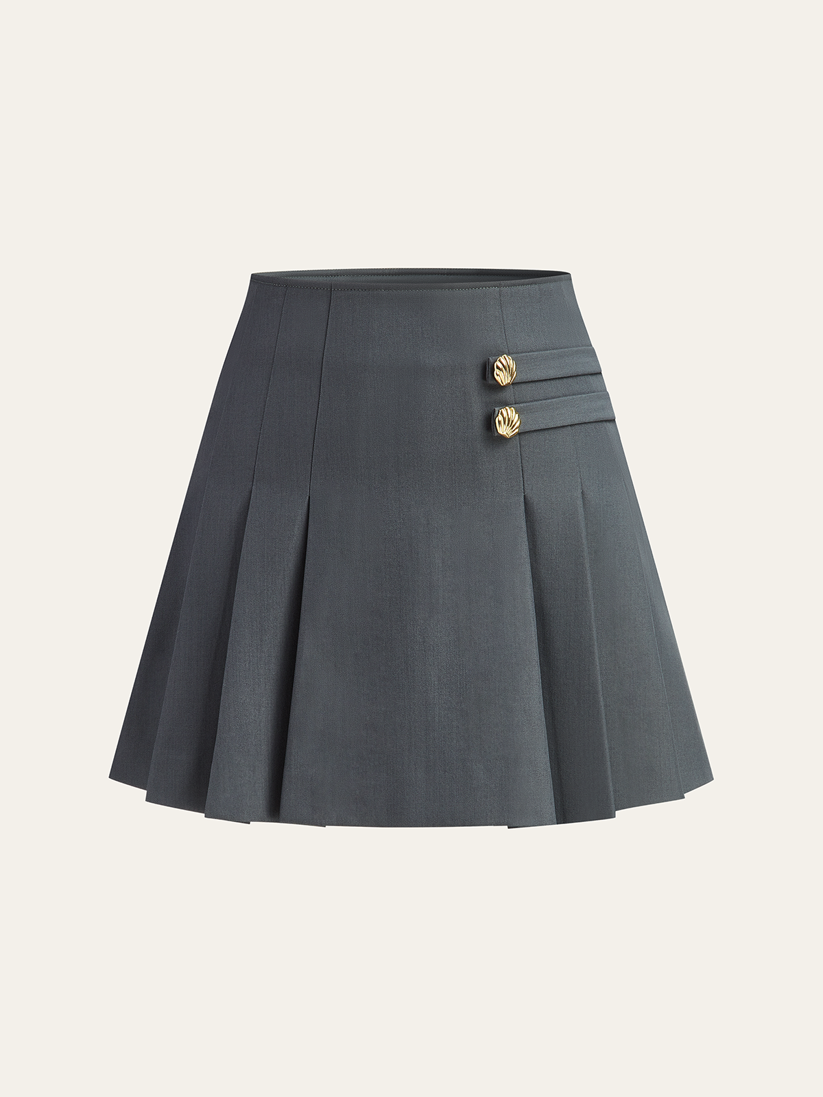 Metal Detail Pleated Mini Skirt
