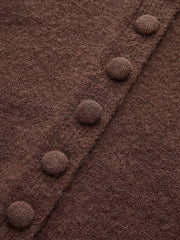 Crew Neck Button-Front Knit Cardigan