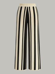 Striped Knit High-Waist Pants