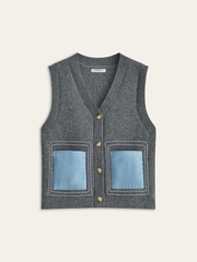 Contrast Stitching Two-toned Sweater Vest
