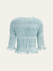 Ruched Ruffle Trim Blouse