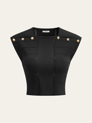 Metal Detail Ribbed Knit Top