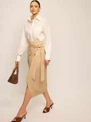Pocket Wrap Midi Skirt