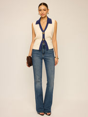 Two-Tone Collared Knit Vest