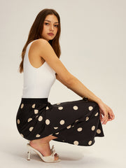 Satin Polka Dot Maxi Skirt