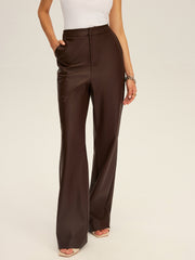 PU Leather Straight Leg Pants